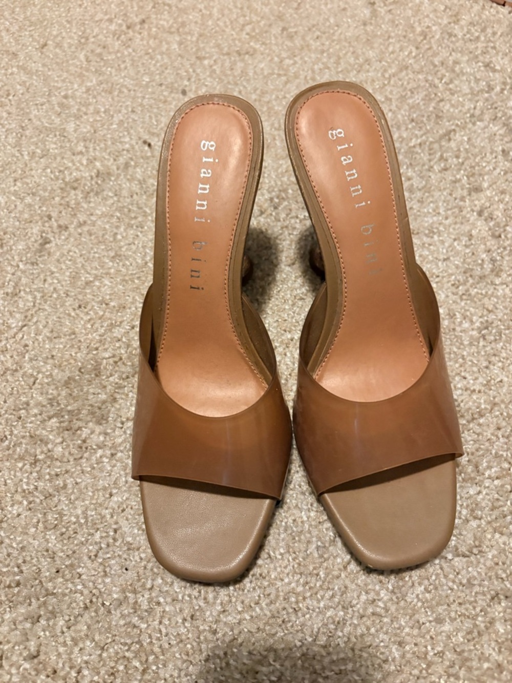 Gianni Bini Brown Open-Toe Slide Mules